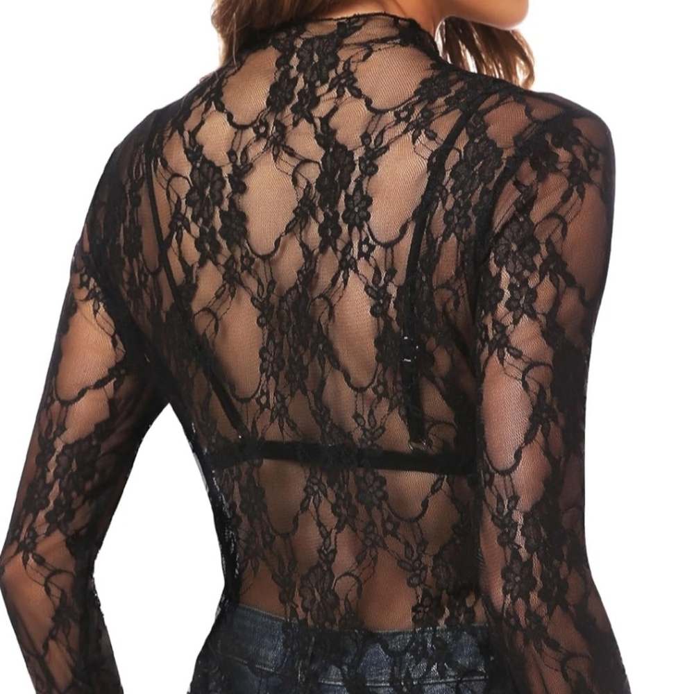 See Through Floral Lace Top, Party, Club Night Blouse RARE BNWT SEXY
